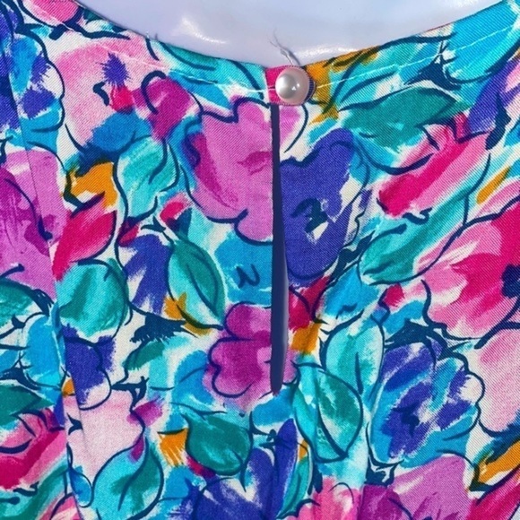 Vintage My Michelle Spring Floral Watercolor Pastel Dress Boho Embroidered Belt - Picture 9 of 16